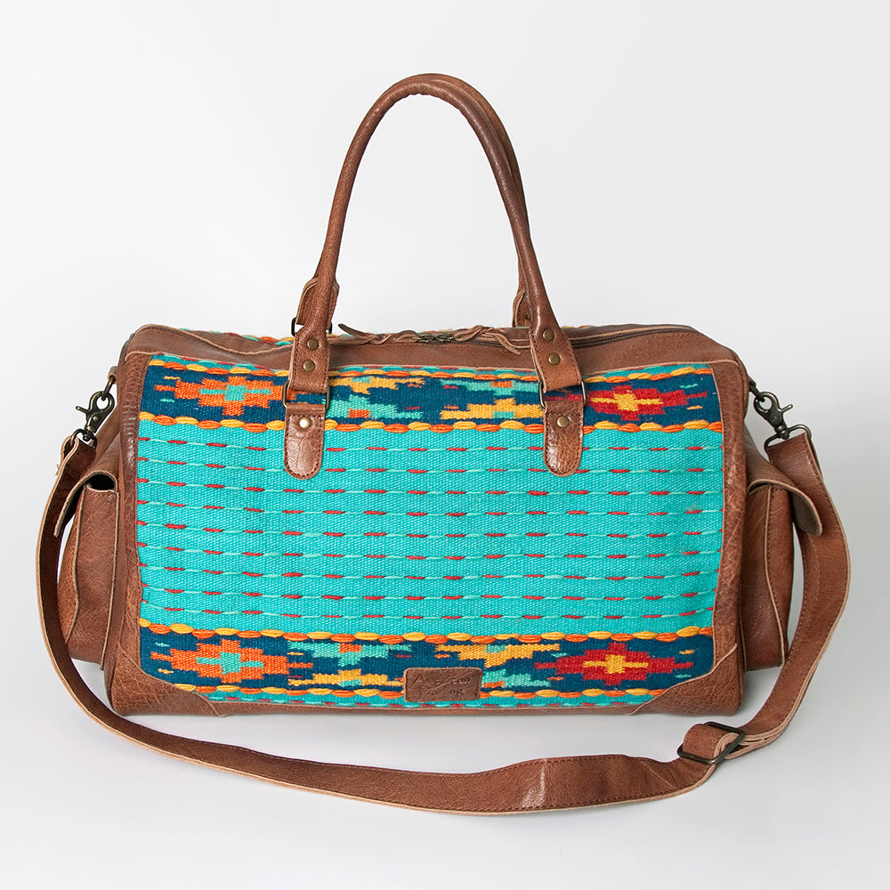 LC-ADBG605 Tooled Leather & Saddle Blanket Duffel Bag Western Travel Weekender by American Darling