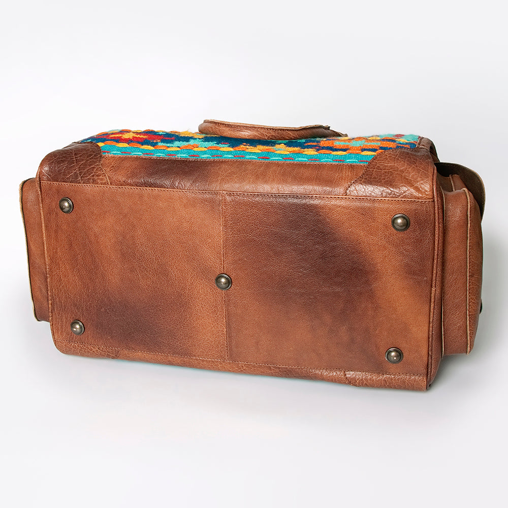 LC-ADBG605 Tooled Leather & Saddle Blanket Duffel Bag Western Travel Weekender by American Darling