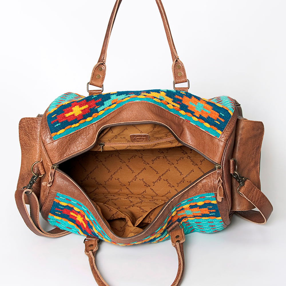 LC-ADBG605 Tooled Leather & Saddle Blanket Duffel Bag Western Travel Weekender by American Darling