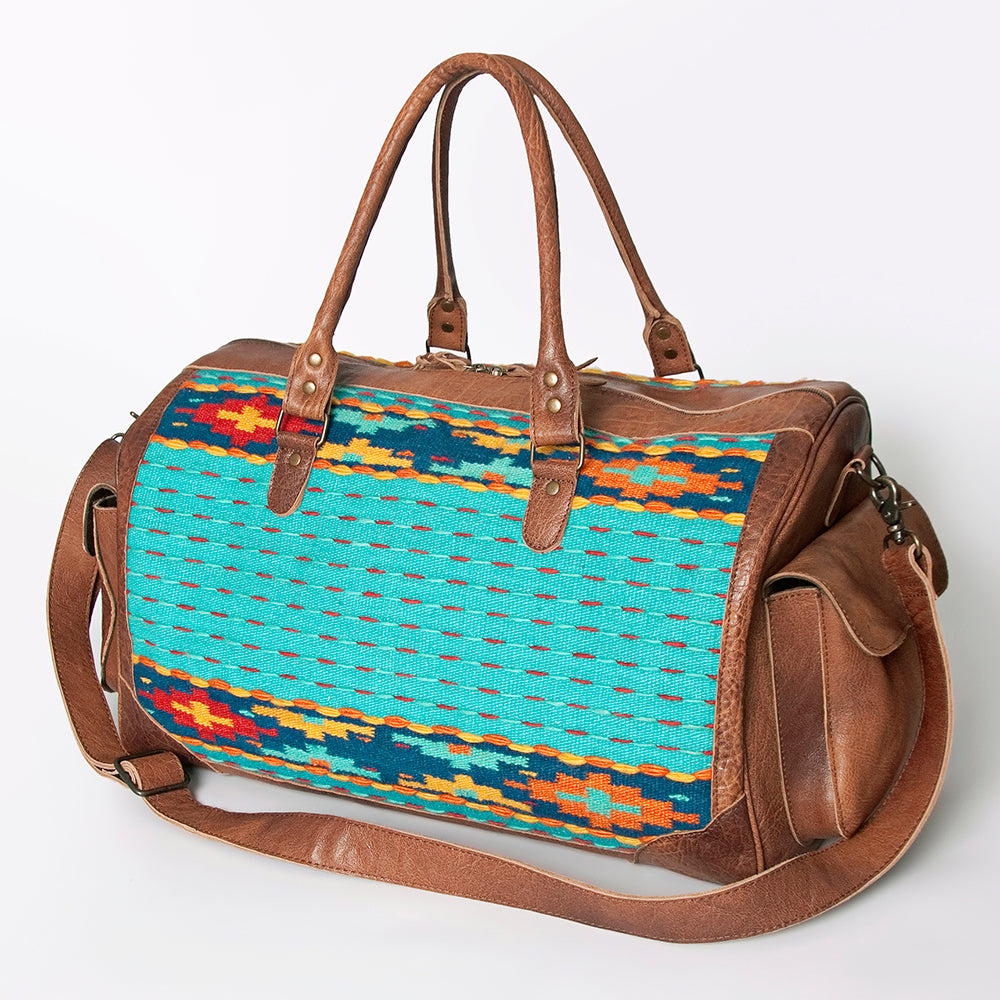 LC-ADBG605 Tooled Leather & Saddle Blanket Duffel Bag Western Travel Weekender by American Darling