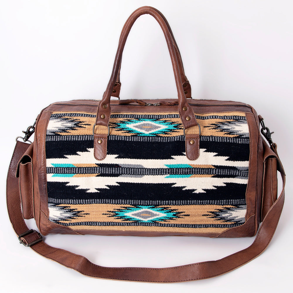 LC-ADBG605 Tooled Leather & Saddle Blanket Duffel Bag Western Travel Weekender by American Darling