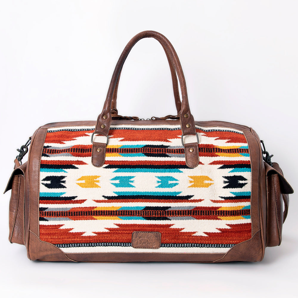 LC-ADBG605 Tooled Leather & Saddle Blanket Duffel Bag Western Travel Weekender by American Darling