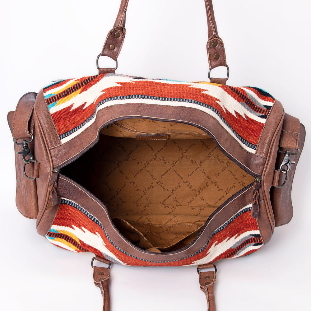 LC-ADBG605 Tooled Leather & Saddle Blanket Duffel Bag Western Travel Weekender by American Darling
