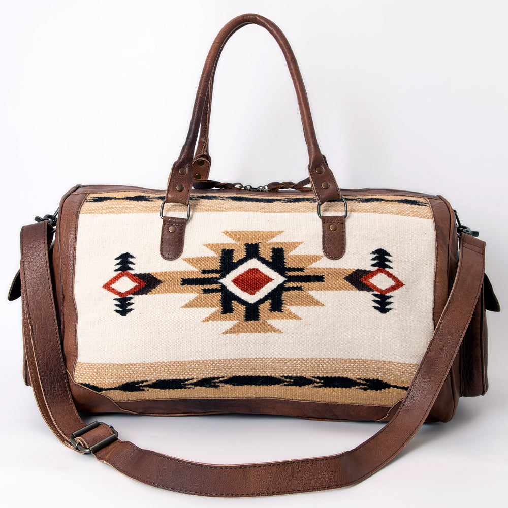 LC-ADBG605 Tooled Leather & Saddle Blanket Duffel Bag Western Travel Weekender by American Darling