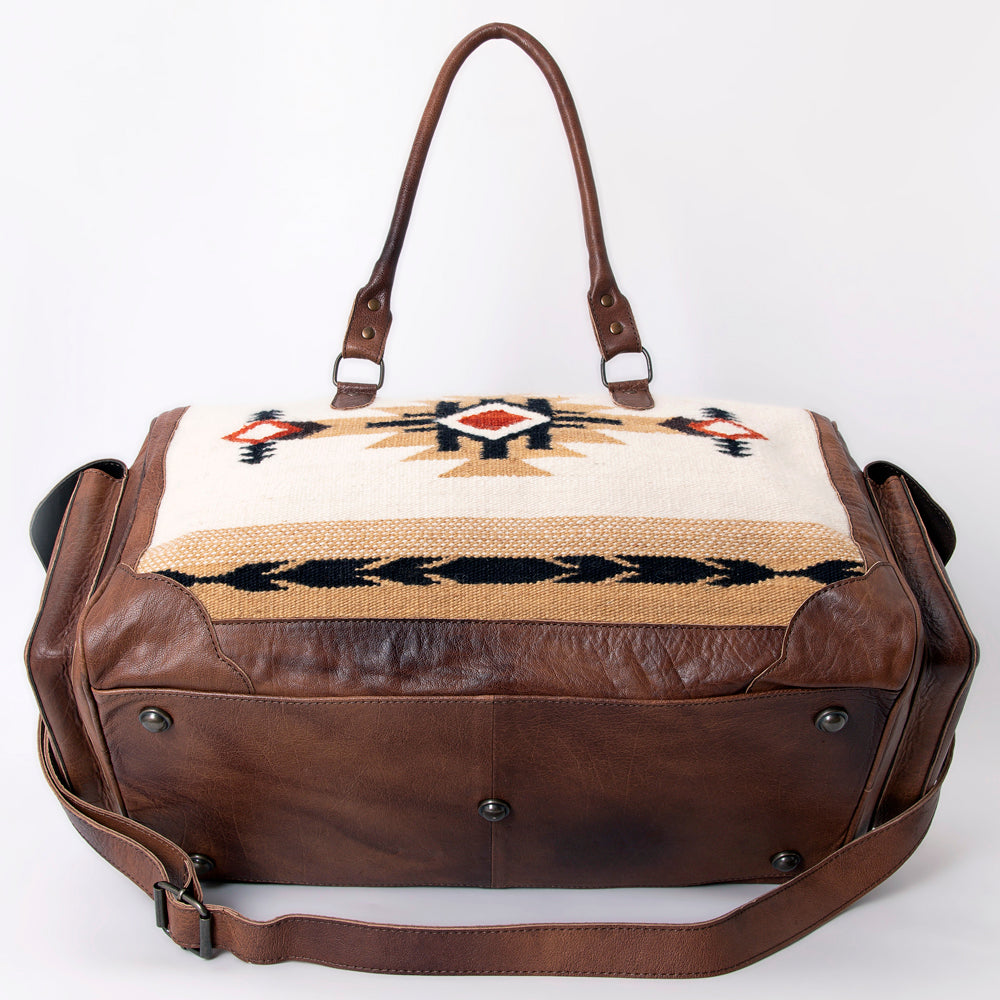 LC-ADBG605 Tooled Leather & Saddle Blanket Duffel Bag Western Travel Weekender by American Darling