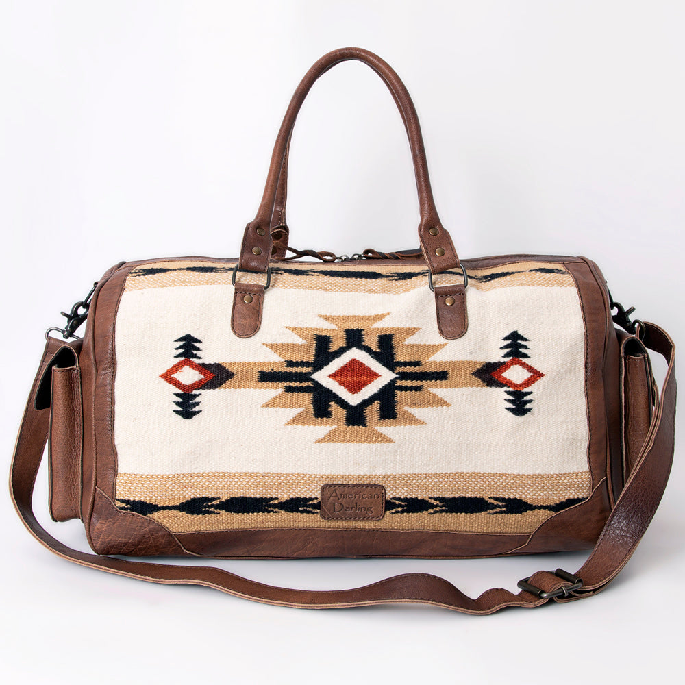LC-ADBG605 Tooled Leather & Saddle Blanket Duffel Bag Western Travel Weekender by American Darling
