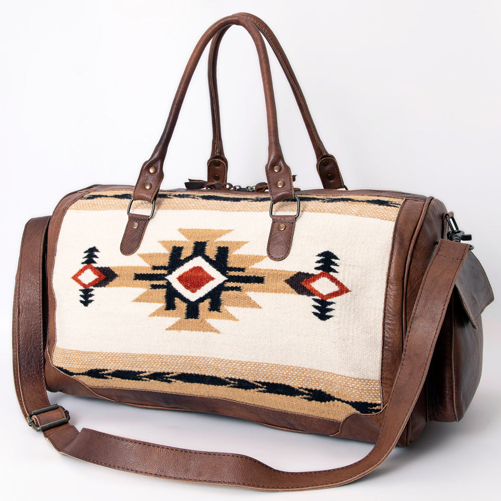 LC-ADBG605 Tooled Leather & Saddle Blanket Duffel Bag Western Travel Weekender by American Darling