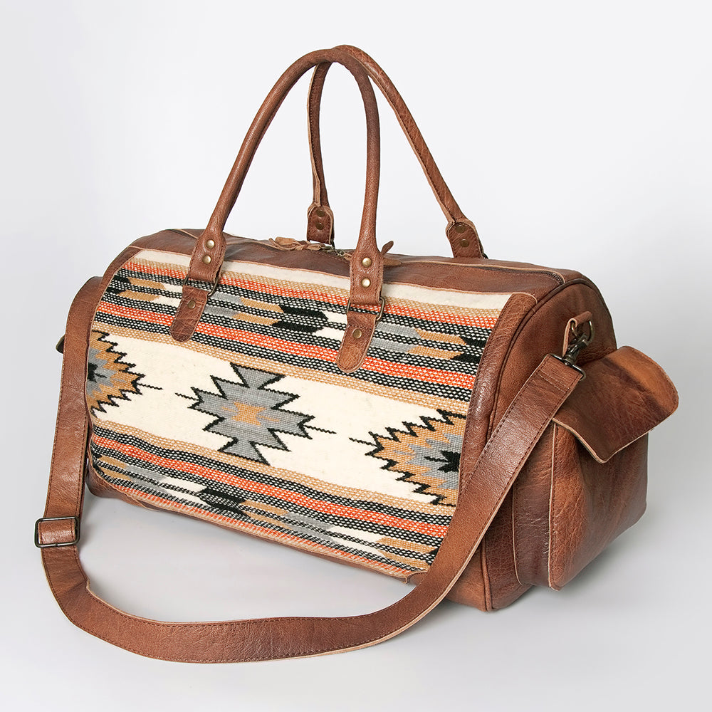 LC-ADBG605 Tooled Leather & Saddle Blanket Duffel Bag Western Travel Weekender by American Darling