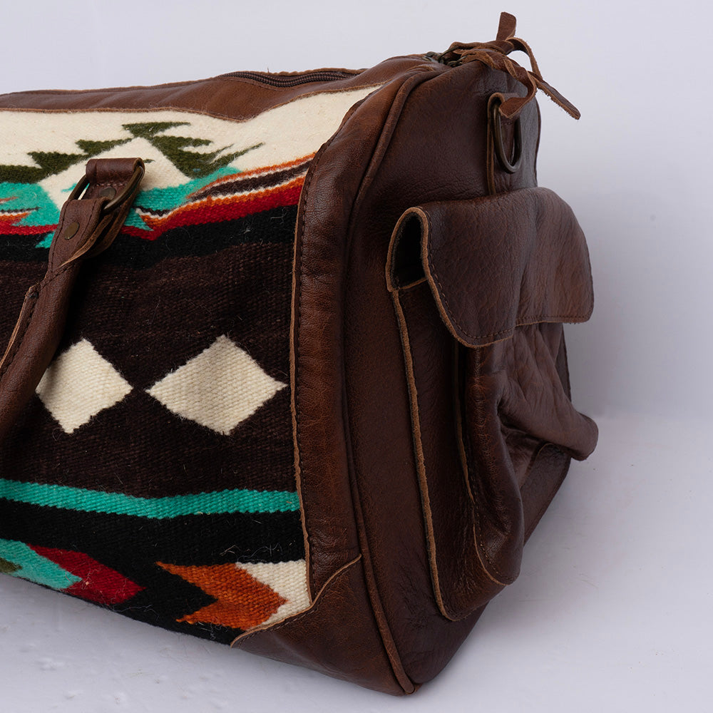 LC-ADBG605 Tooled Leather & Saddle Blanket Duffel Bag Western Travel Weekender by American Darling