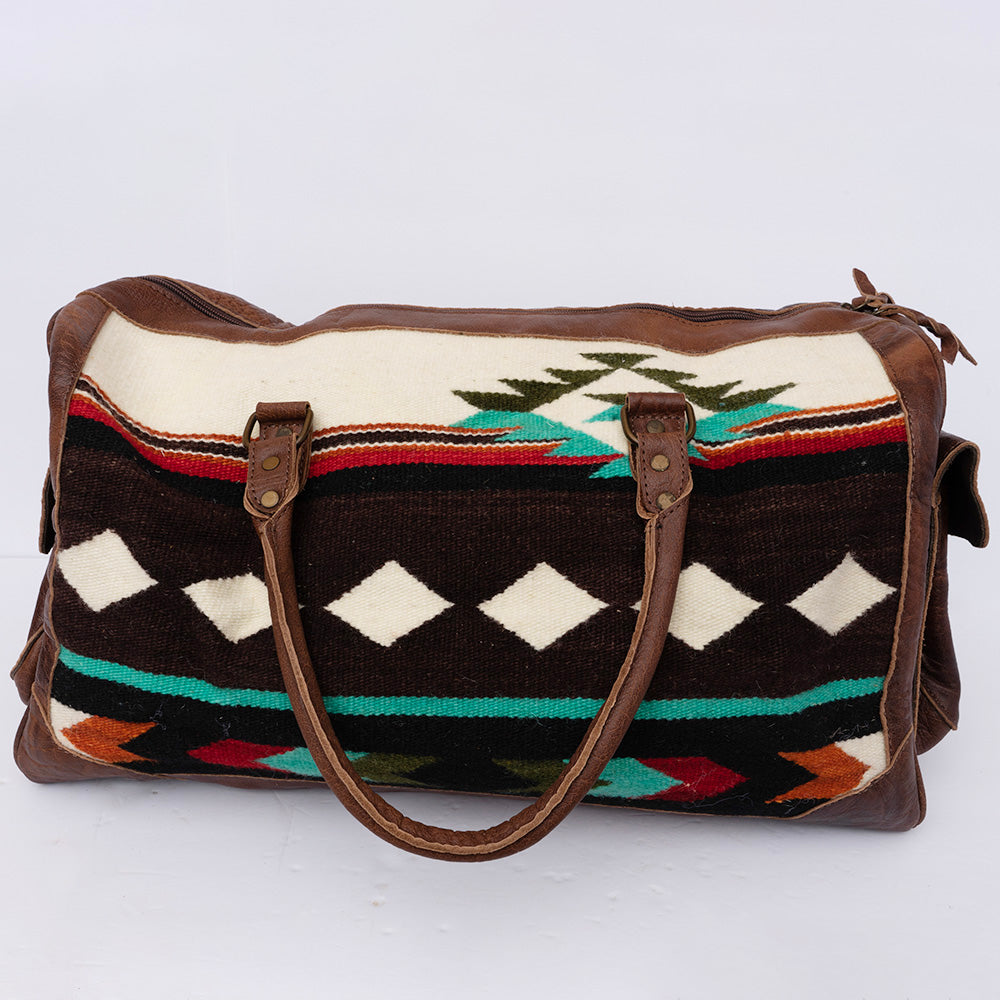 LC-ADBG605 Tooled Leather & Saddle Blanket Duffel Bag Western Travel Weekender by American Darling