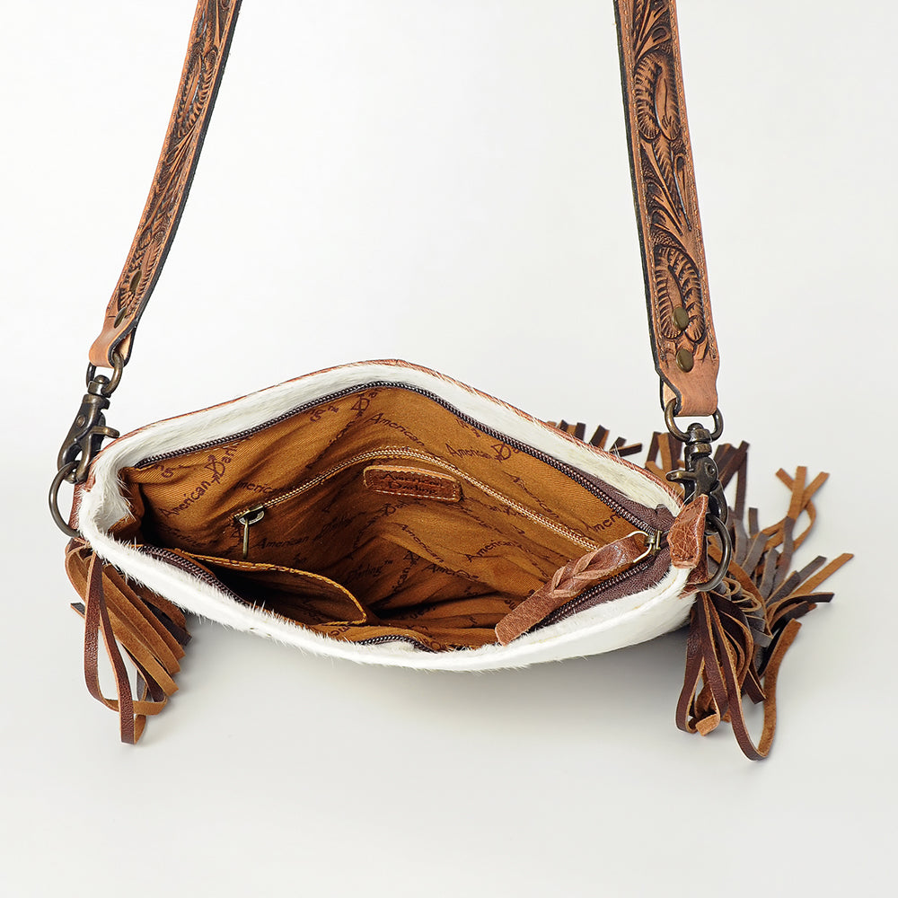 ADBGS192 Cowhide Large Crossbody Bag with Tooled Strap & Fringe - Western Rodeo Purse