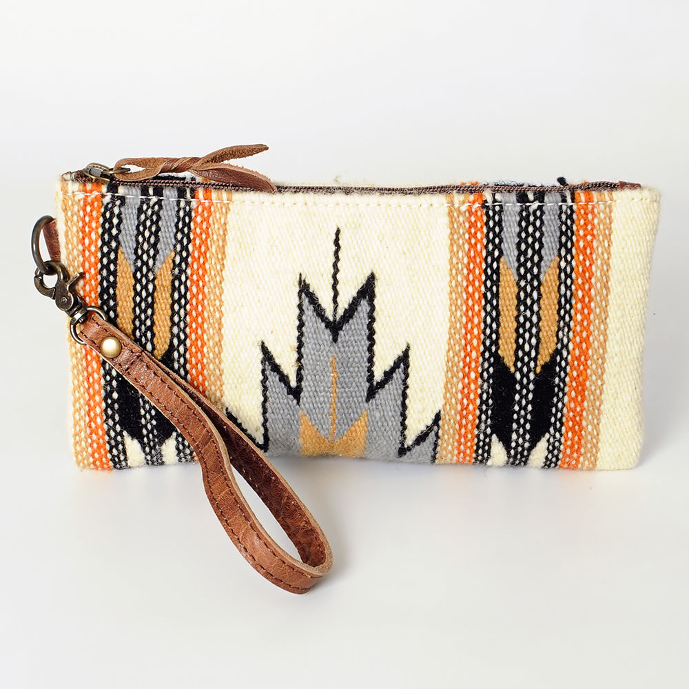 ADBG344 American Darling Western Leather Wristlet Bag with Hand Woven Saddle Blanket
