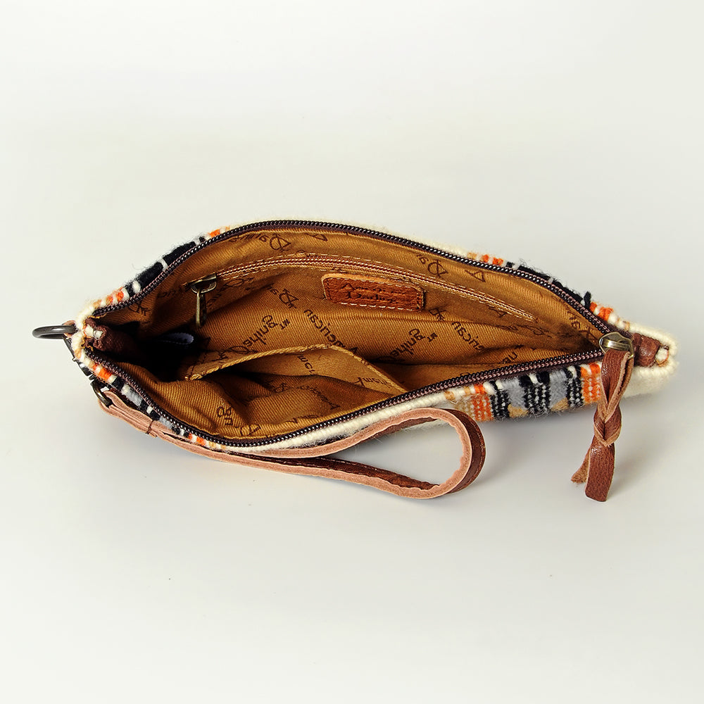 ADBG344 American Darling Western Leather Wristlet Bag with Hand Woven Saddle Blanket