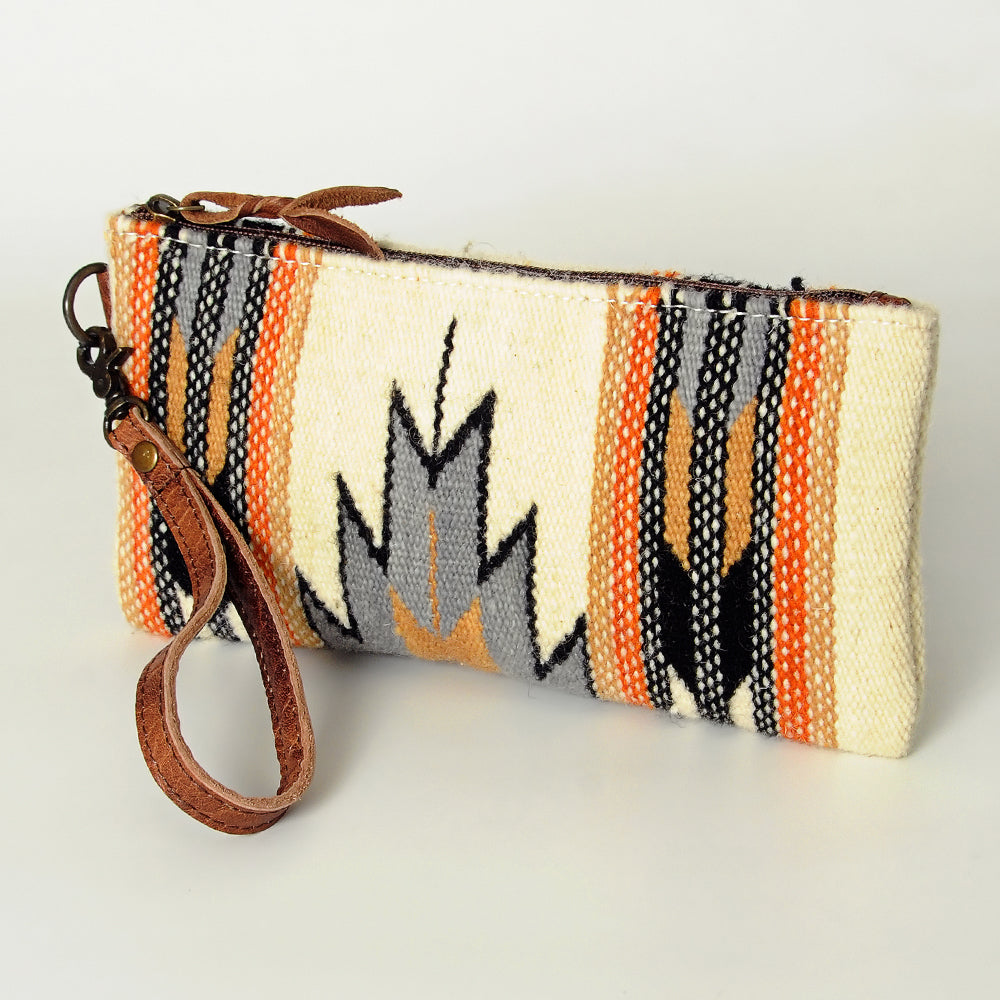 ADBG344 American Darling Western Leather Wristlet Bag with Hand Woven Saddle Blanket