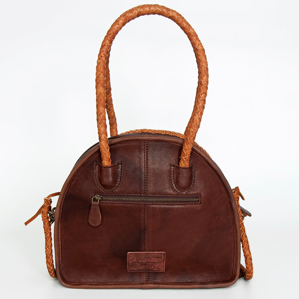 ADBGD162 American Darling Western Leather Tote Bag - Handcrafted Fringed Braided Turquoise Purse
