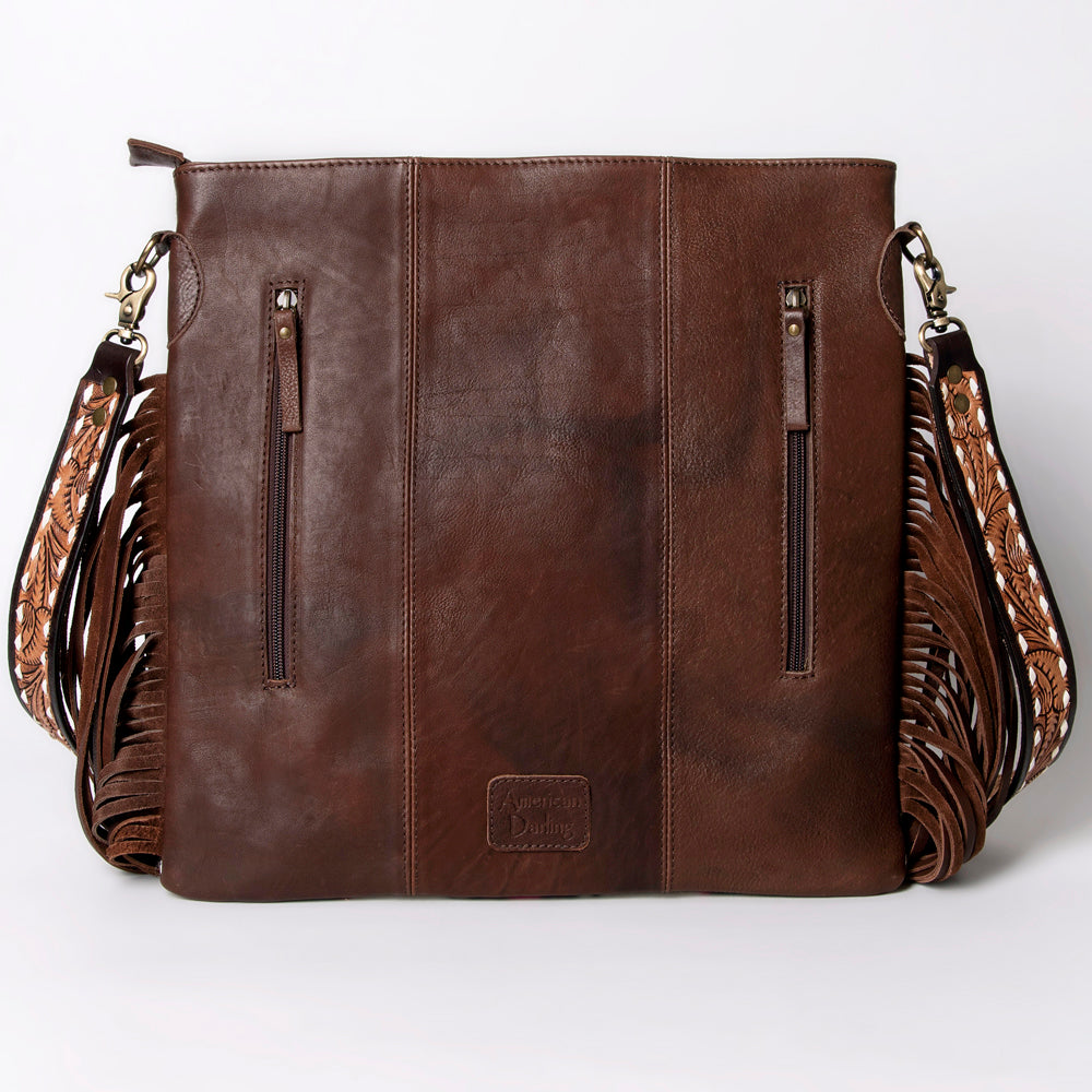 ADBGA262 American Darling Large Saddle Blanket Crossbody Bag - Tooled Leather Fringe