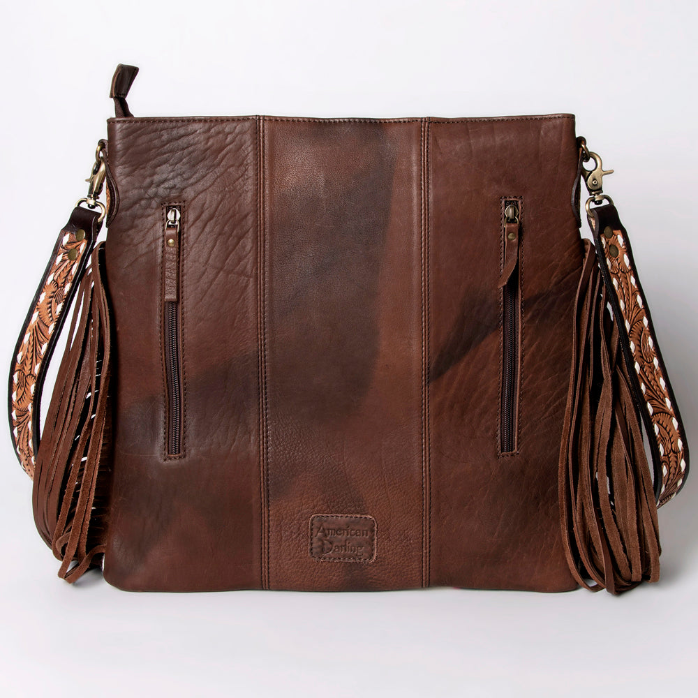 ADBGA262 American Darling Large Saddle Blanket Crossbody Bag - Tooled Leather Fringe