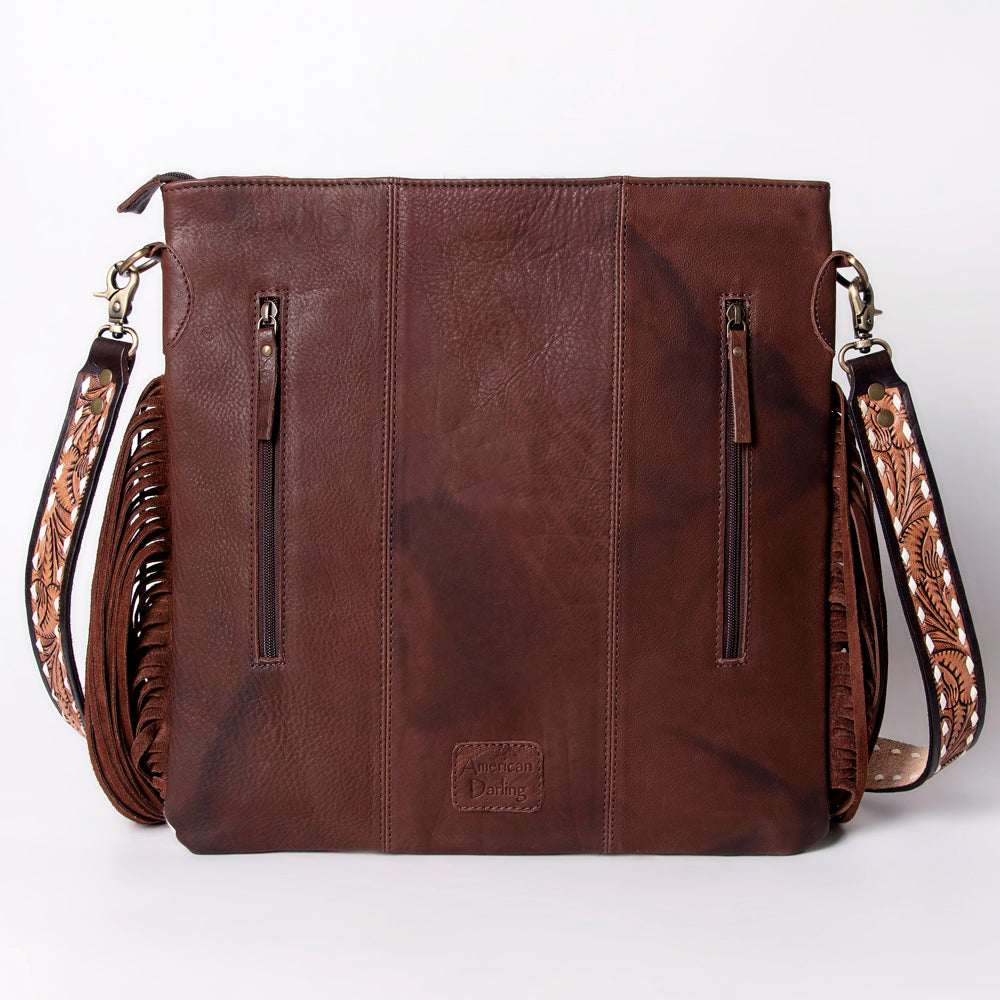 ADBGA262 American Darling Large Saddle Blanket Crossbody Bag - Tooled Leather Fringe