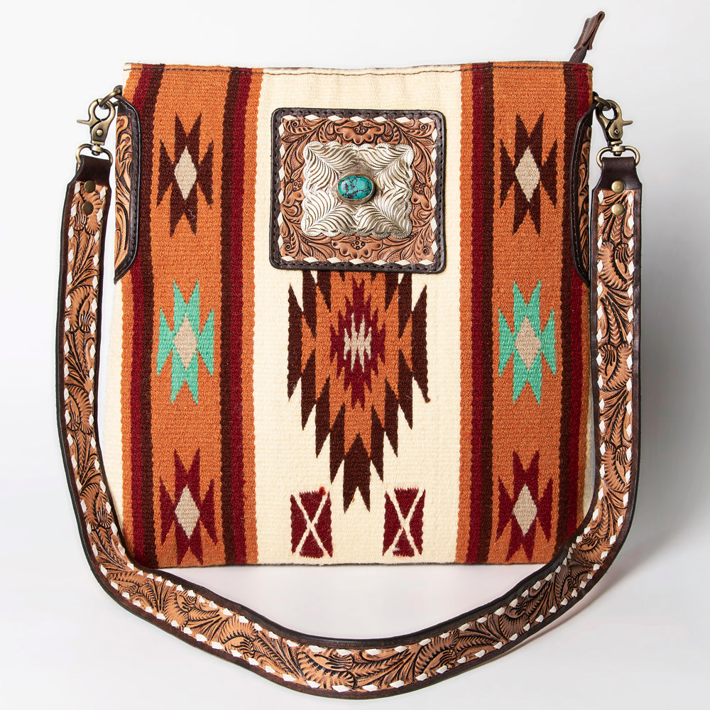 LC-ADBGA267 American Darling Crossbody Bag Hand Tooled Leather & Saddle Blanket