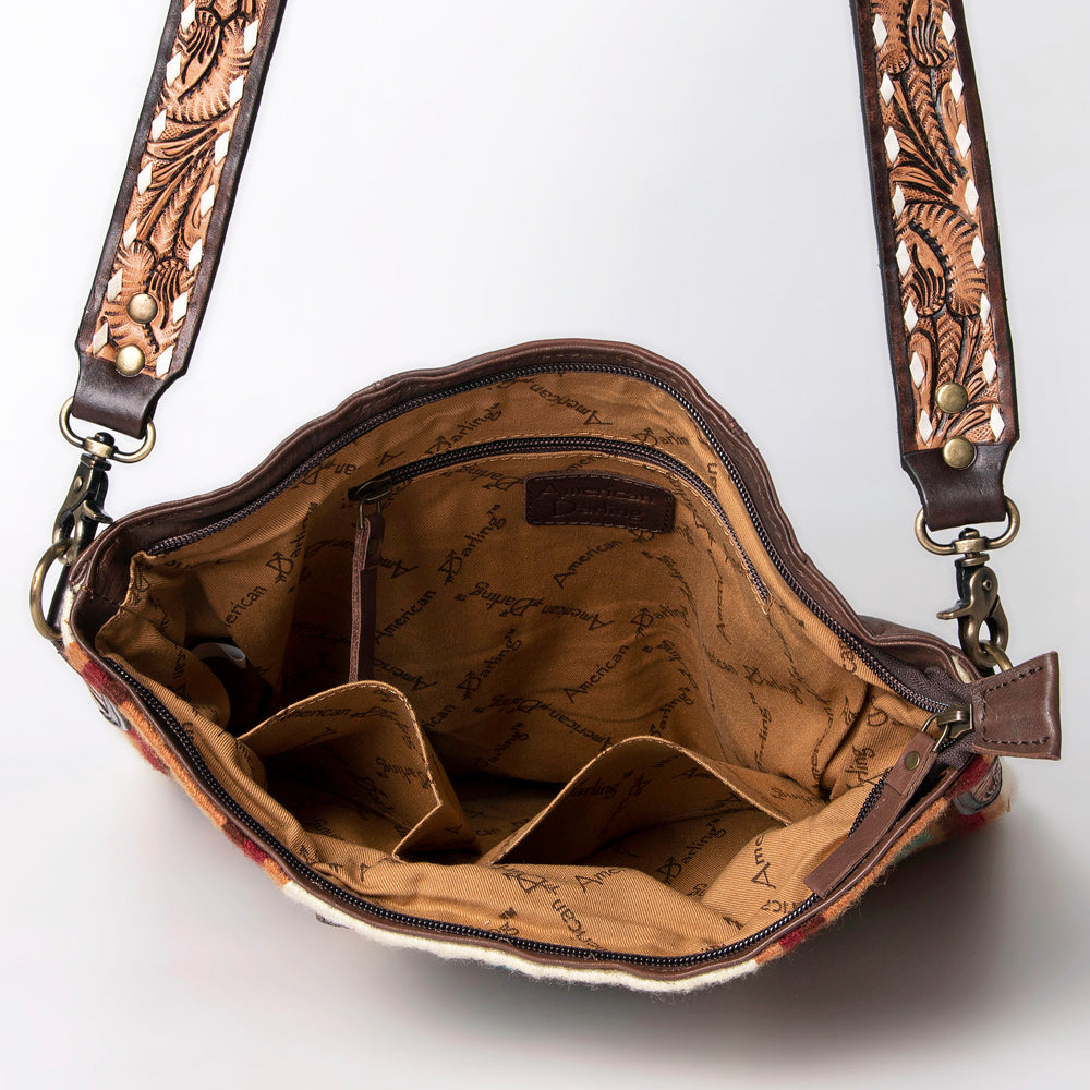 LC-ADBGA267 American Darling Crossbody Bag Hand Tooled Leather & Saddle Blanket