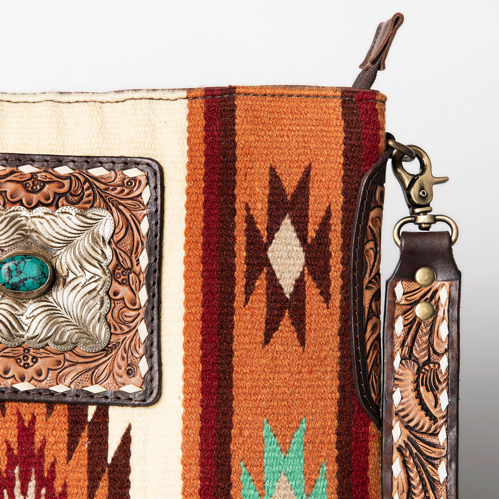 LC-ADBGA267 American Darling Crossbody Bag Hand Tooled Leather & Saddle Blanket