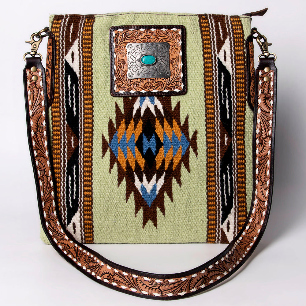 LC-ADBGA267 American Darling Crossbody Bag Hand Tooled Leather & Saddle Blanket