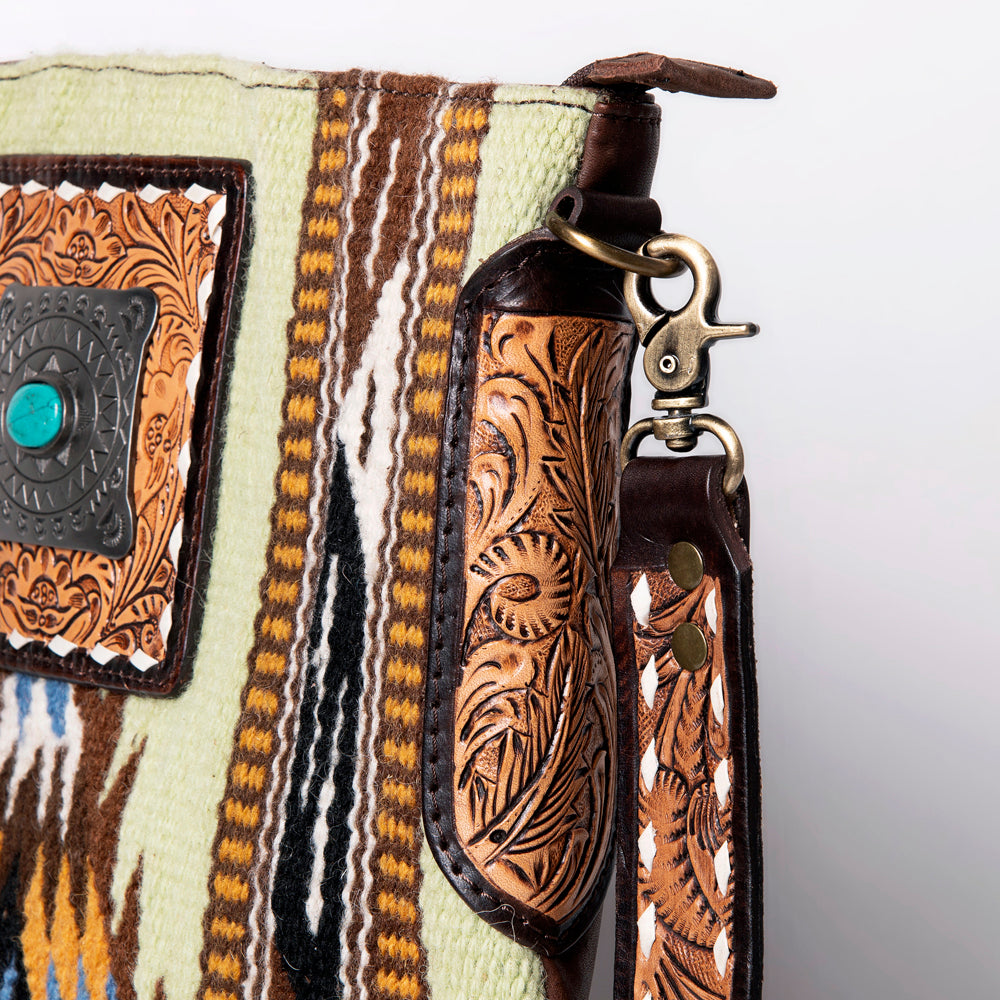 LC-ADBGA267 American Darling Crossbody Bag Hand Tooled Leather & Saddle Blanket