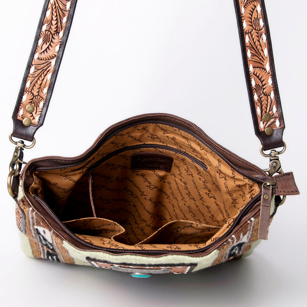 LC-ADBGA267 American Darling Crossbody Bag Hand Tooled Leather & Saddle Blanket