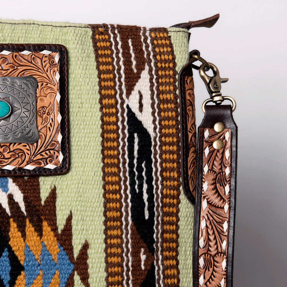 LC-ADBGA267 American Darling Crossbody Bag Hand Tooled Leather & Saddle Blanket