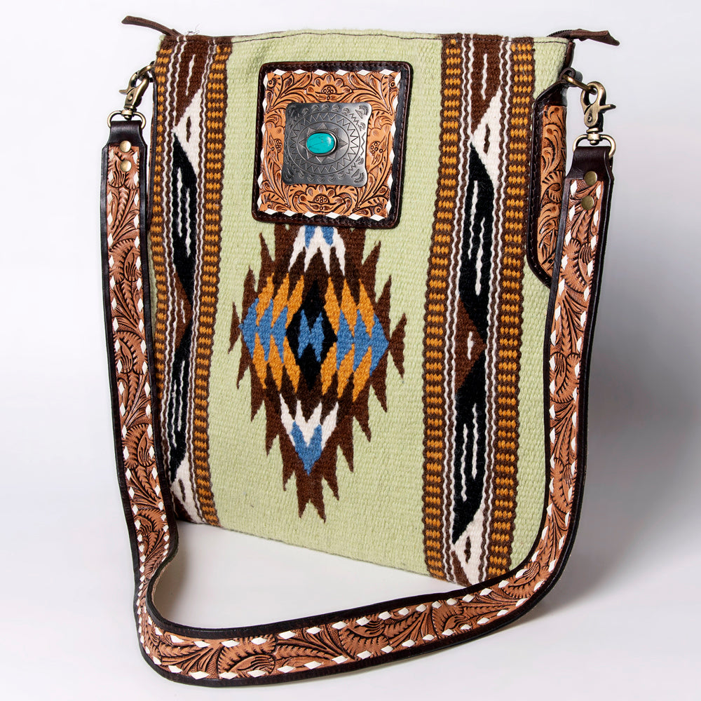 LC-ADBGA267 American Darling Crossbody Bag Hand Tooled Leather & Saddle Blanket
