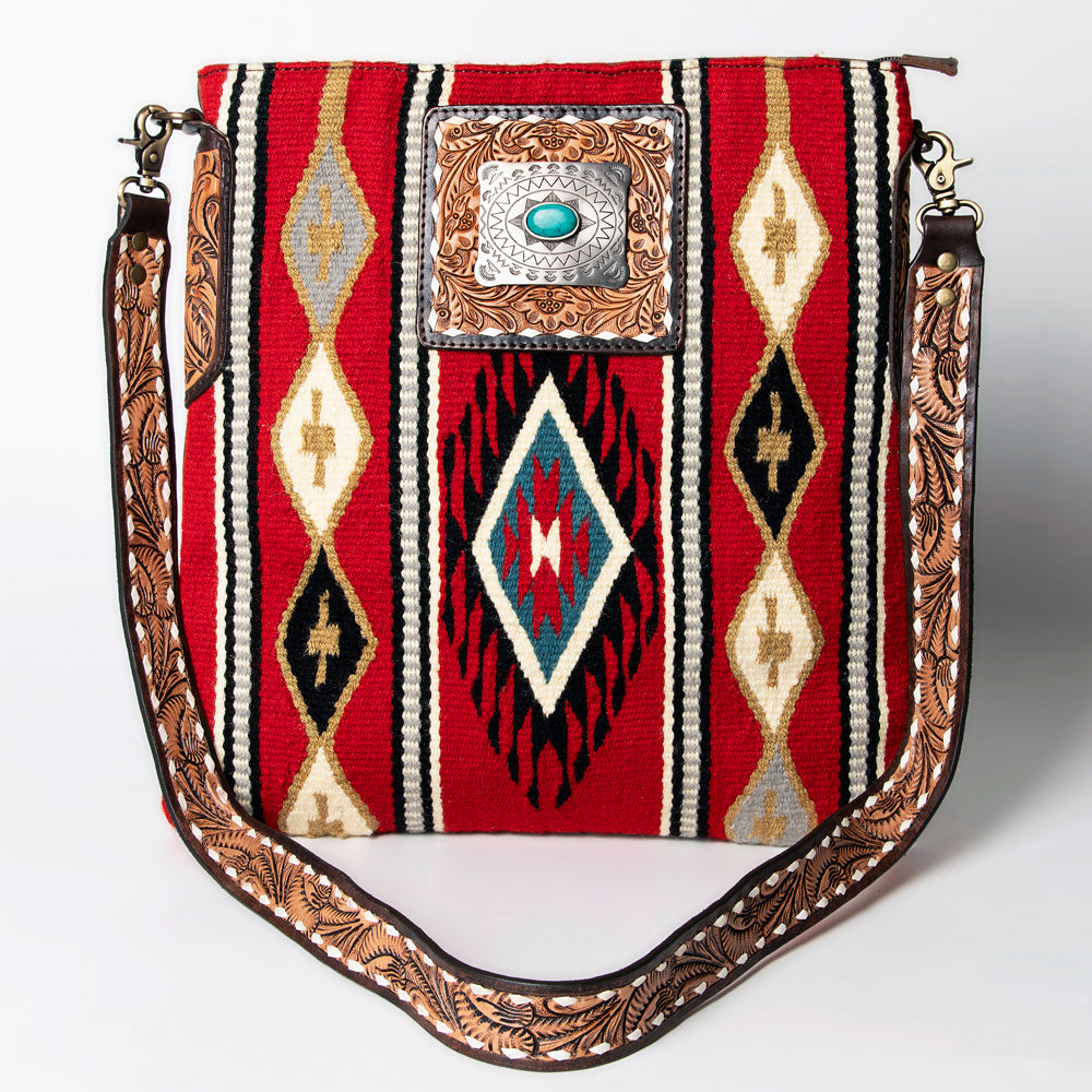 LC-ADBGA267 American Darling Crossbody Bag Hand Tooled Leather & Saddle Blanket