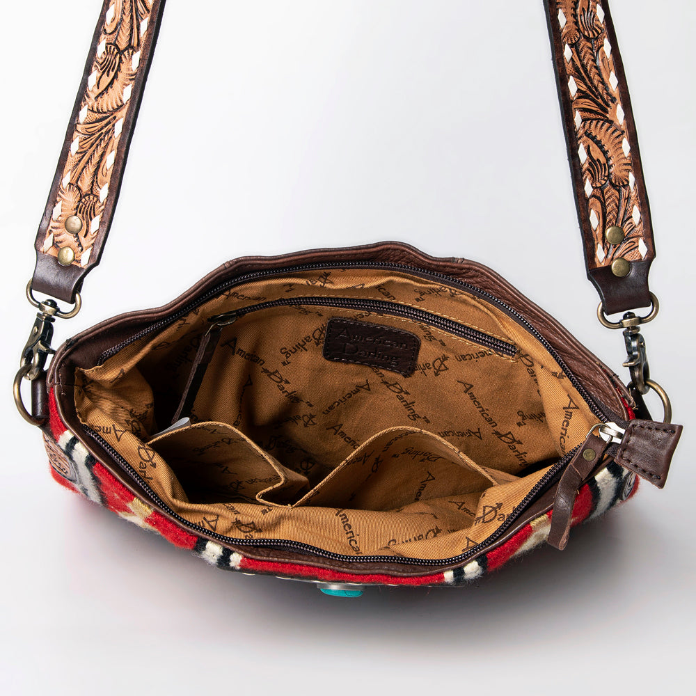 LC-ADBGA267 American Darling Crossbody Bag Hand Tooled Leather & Saddle Blanket
