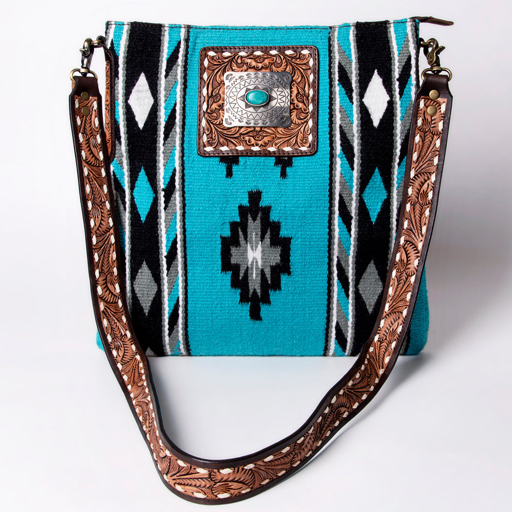 LC-ADBGA267 American Darling Crossbody Bag Hand Tooled Leather & Saddle Blanket