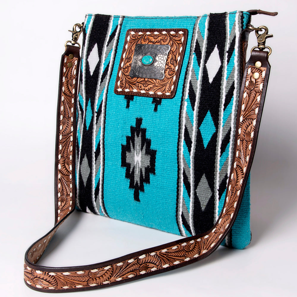 LC-ADBGA267 American Darling Crossbody Bag Hand Tooled Leather & Saddle Blanket