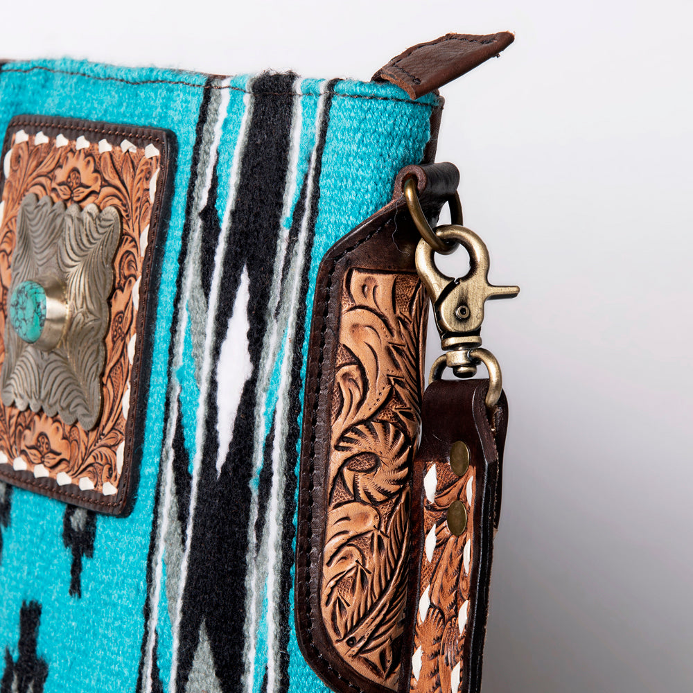 LC-ADBGA269 American Darling Fringe Large Crossbody-Saddle Blanket with Tooled Leather & Concho
