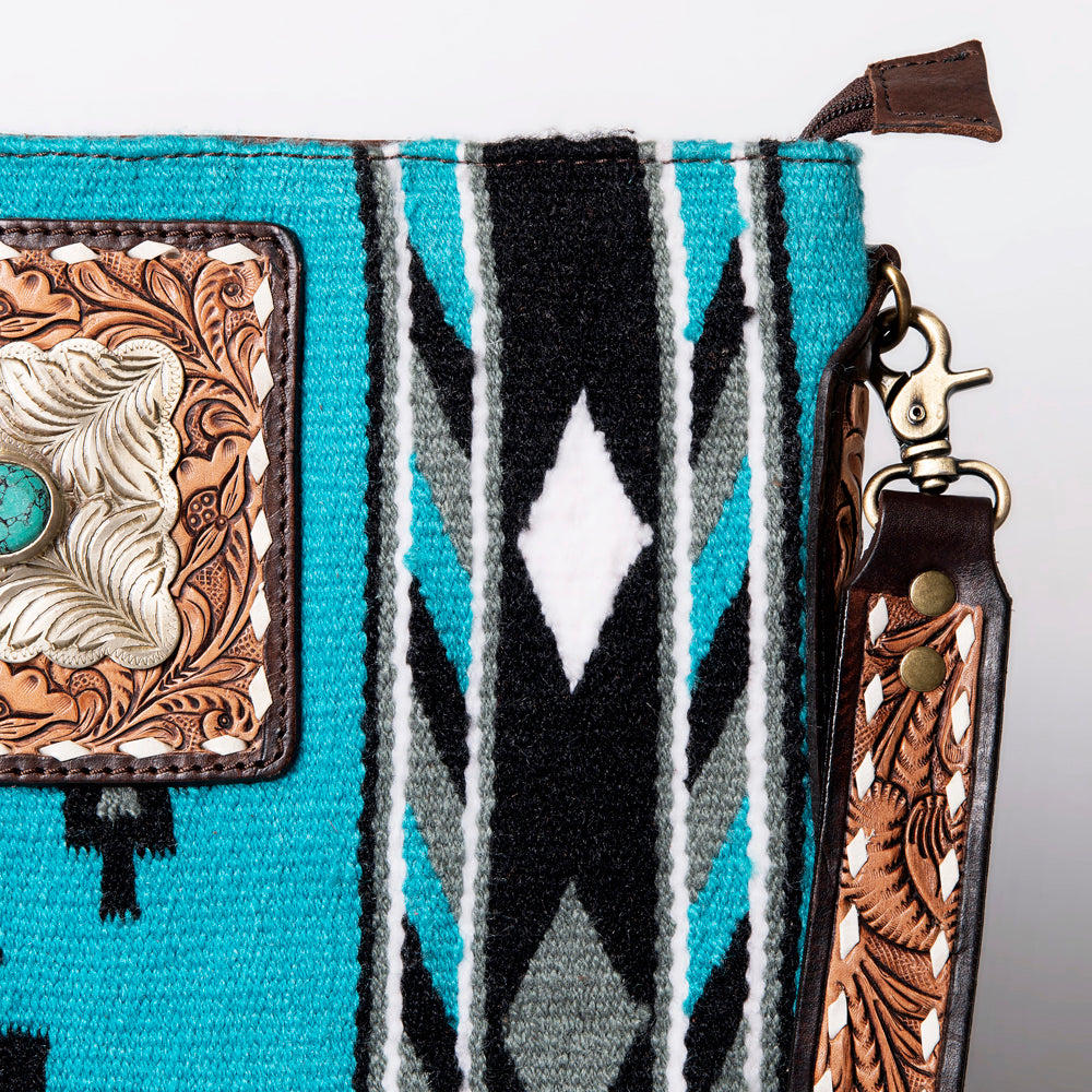 LC-ADBGA269 American Darling Fringe Large Crossbody-Saddle Blanket with Tooled Leather & Concho