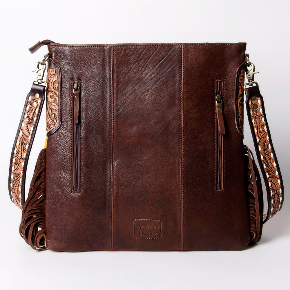 LC-ADBGA269 American Darling Fringe Large Crossbody-Saddle Blanket with Tooled Leather & Concho