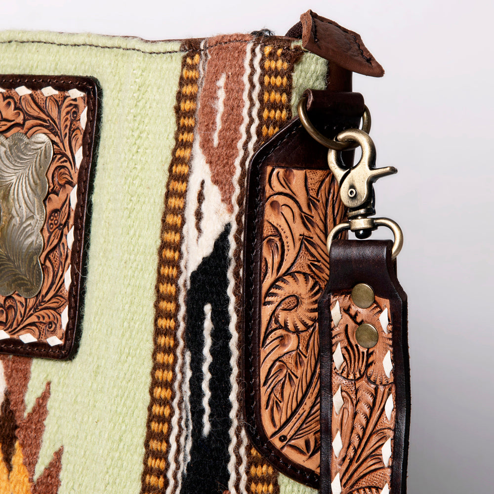LC-ADBGA269 American Darling Fringe Large Crossbody-Saddle Blanket with Tooled Leather & Concho