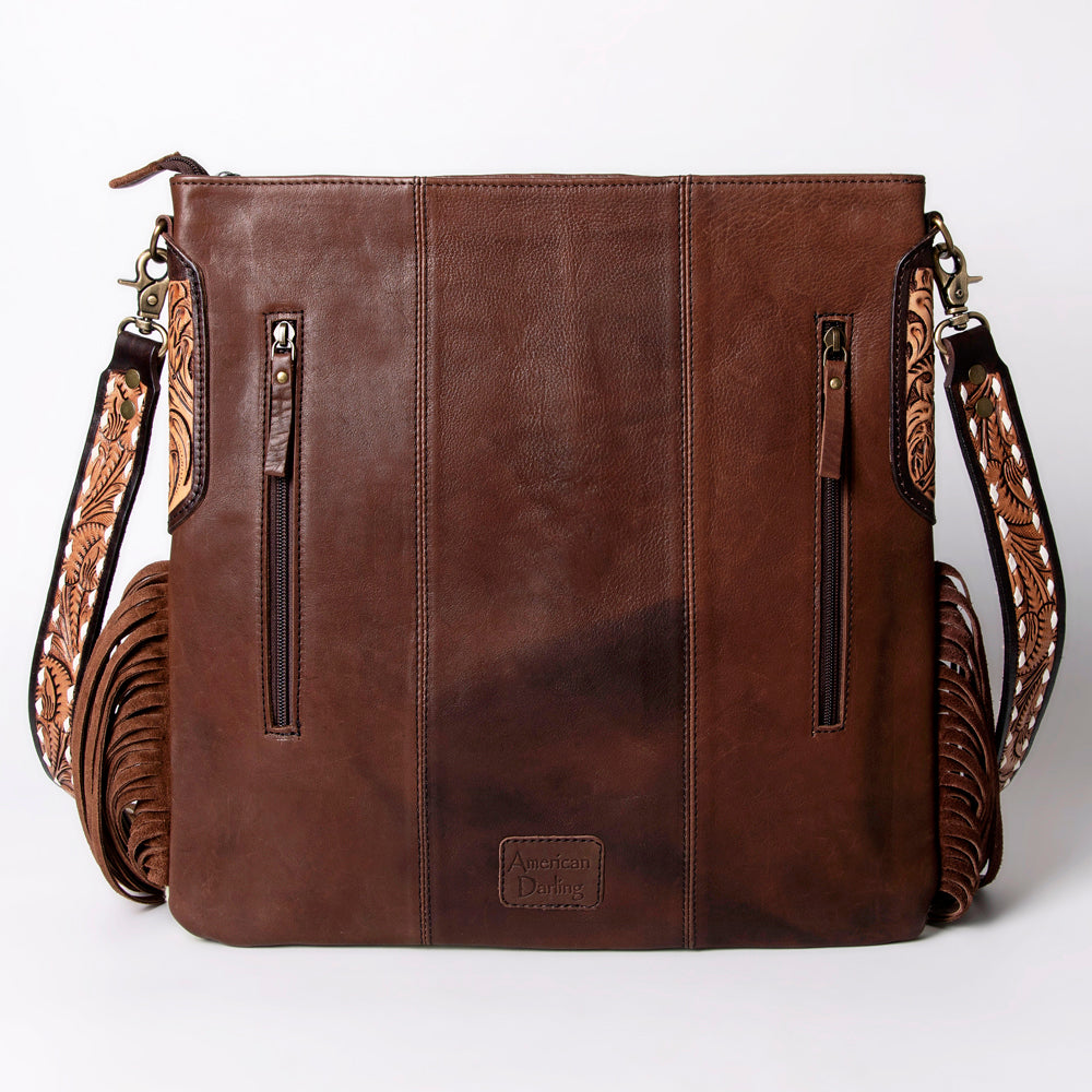 LC-ADBGA269 American Darling Fringe Large Crossbody-Saddle Blanket with Tooled Leather & Concho