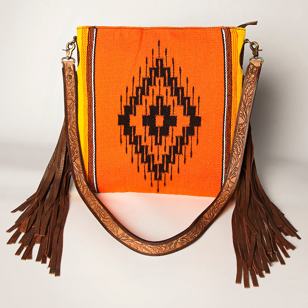 ADBGA277 American Darling Southwestern Handwoven Saddle Blanket Fringe Crossbody Bag