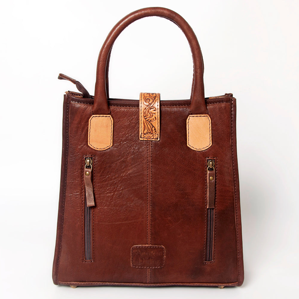 LC-ADBGA279 American Darling Cowhide Tote with Tooled Leather & Tassel Genuine Hair-On Hide