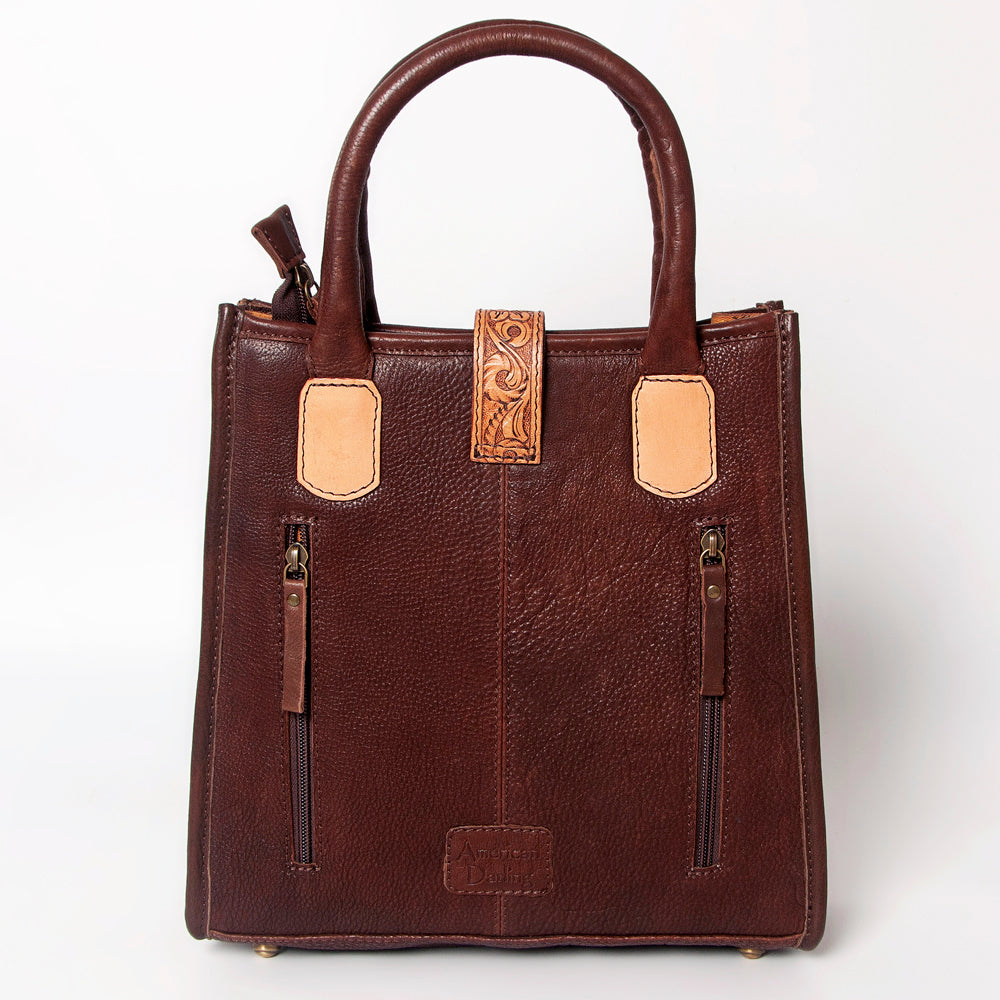 LC-ADBGA279 American Darling Cowhide Tote with Tooled Leather & Tassel Genuine Hair-On Hide