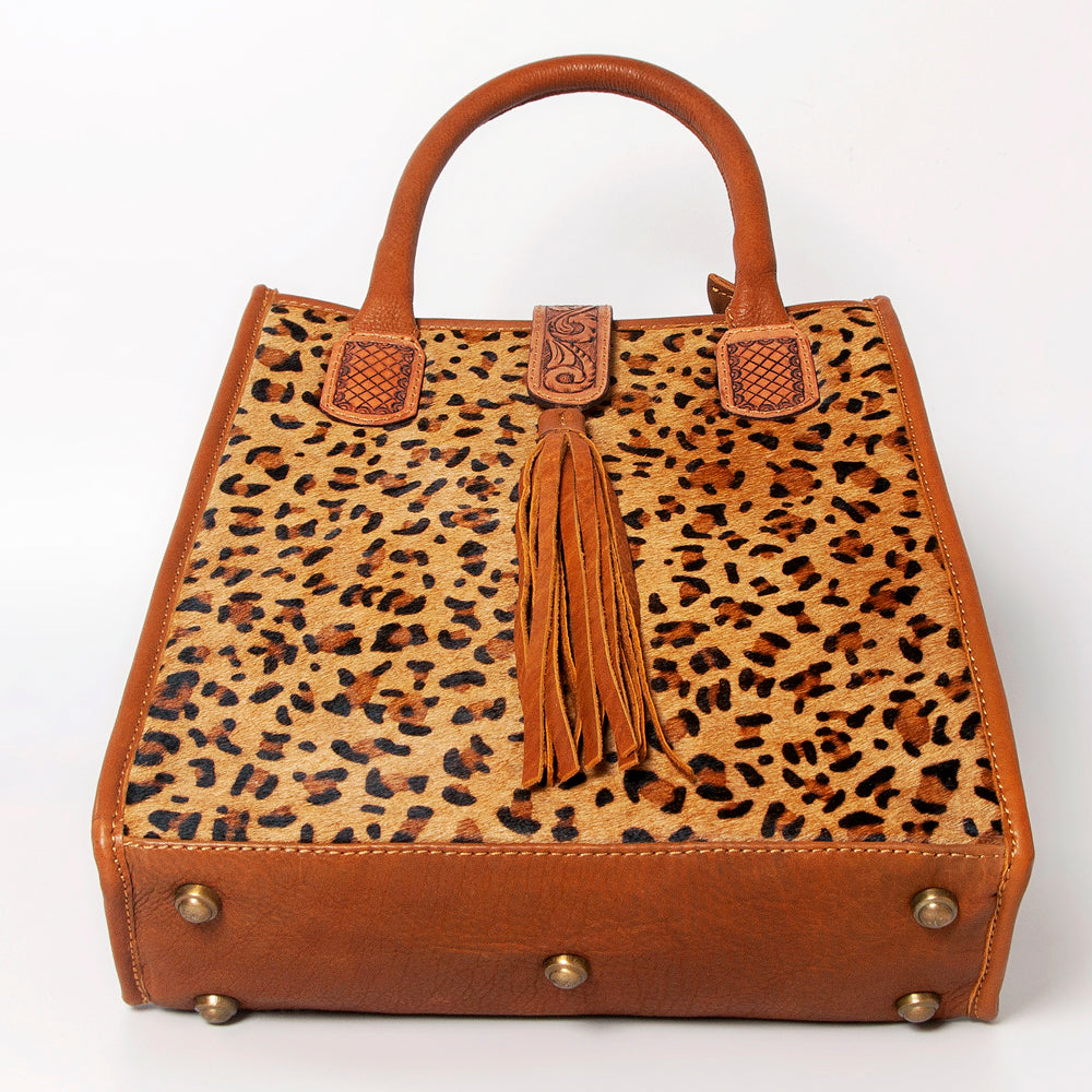 LC-ADBGA279 American Darling Cowhide Tote with Tooled Leather & Tassel Genuine Hair-On Hide