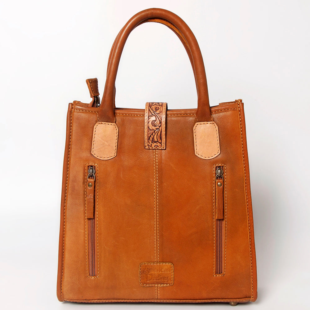 LC-ADBGA279 American Darling Cowhide Tote with Tooled Leather & Tassel Genuine Hair-On Hide