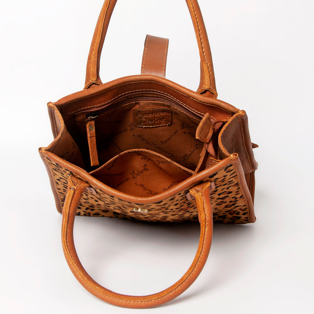 LC-ADBGA279 American Darling Cowhide Tote with Tooled Leather & Tassel Genuine Hair-On Hide