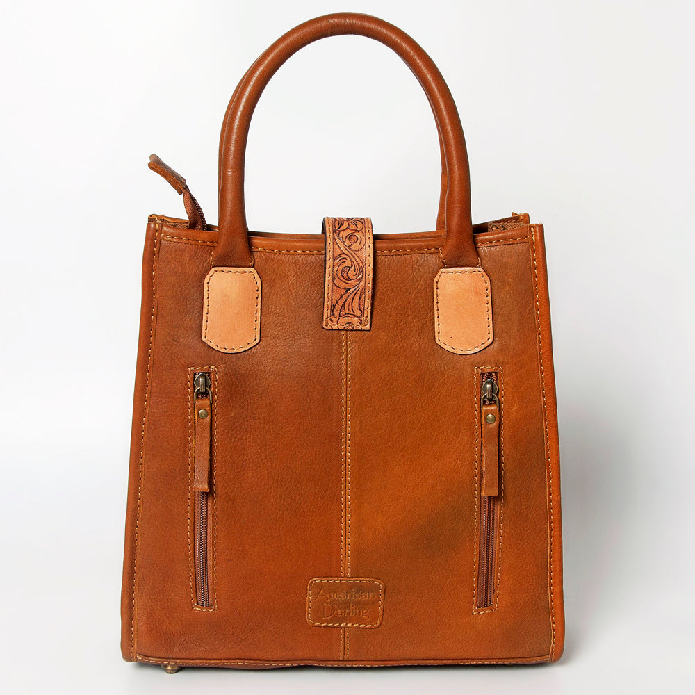 LC-ADBGA279 American Darling Cowhide Tote with Tooled Leather & Tassel Genuine Hair-On Hide
