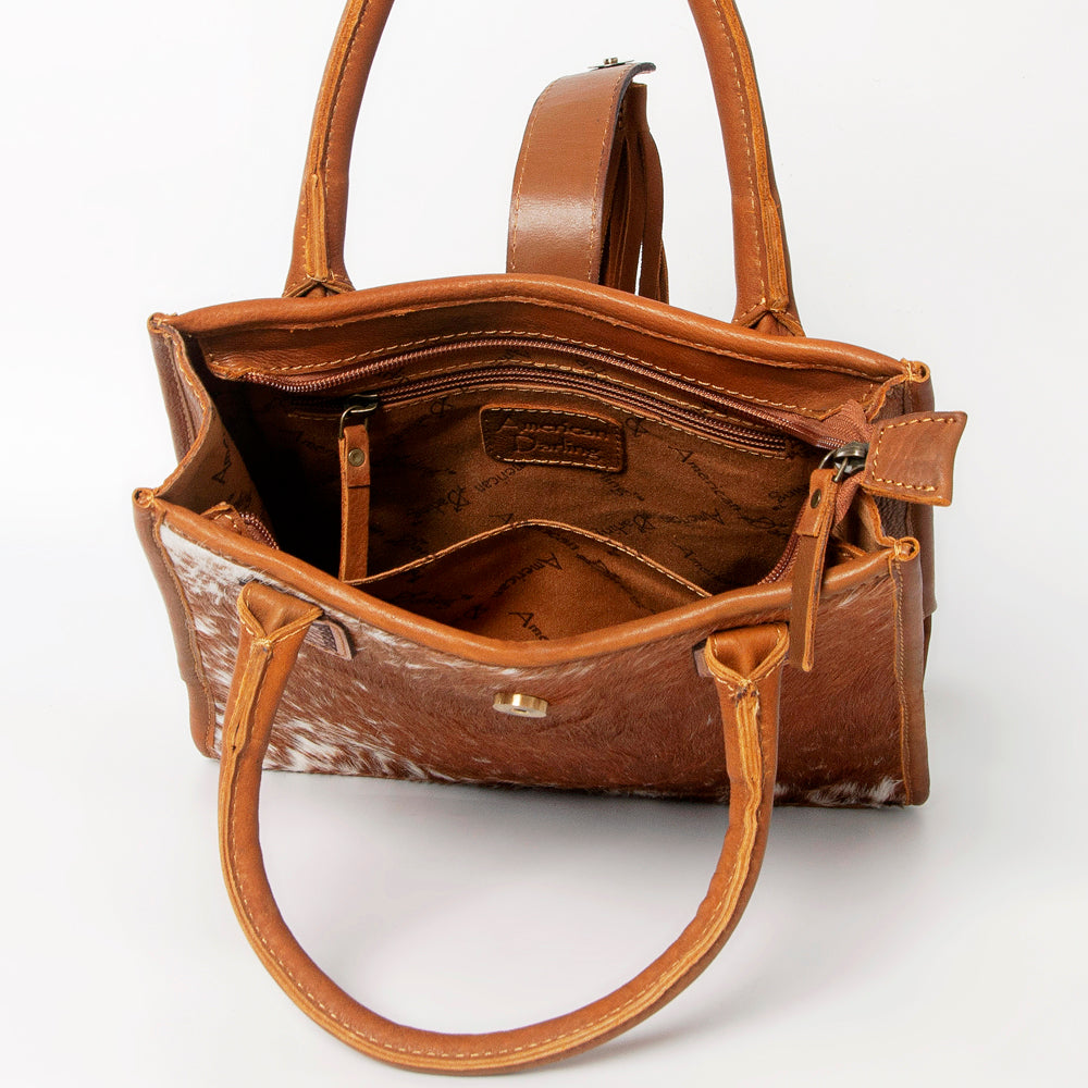 LC-ADBGA279 American Darling Cowhide Tote with Tooled Leather & Tassel Genuine Hair-On Hide