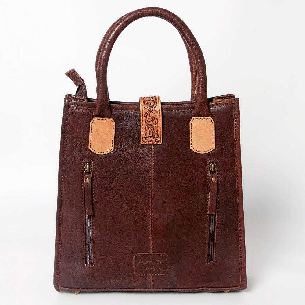 LC-ADBGA279 American Darling Cowhide Tote with Tooled Leather & Tassel Genuine Hair-On Hide