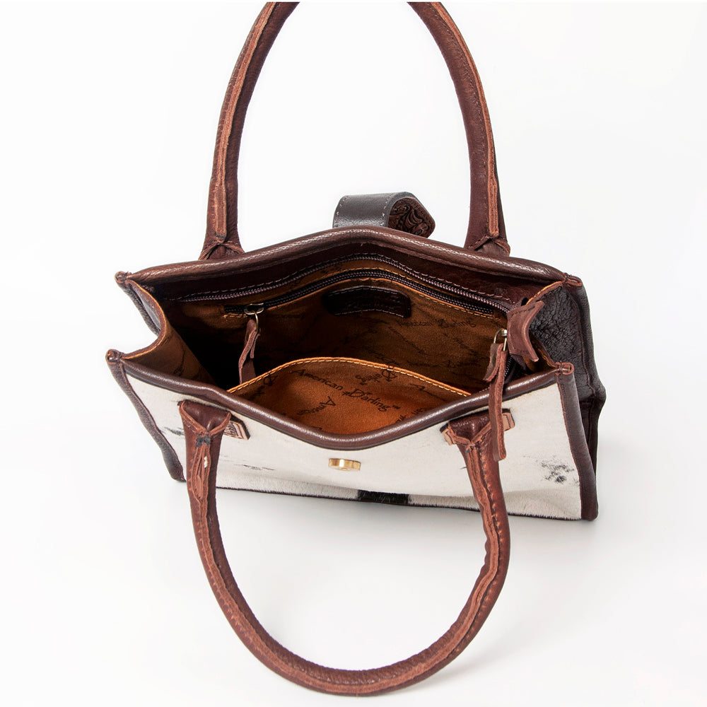 LC-ADBGA279 American Darling Cowhide Tote with Tooled Leather & Tassel Genuine Hair-On Hide