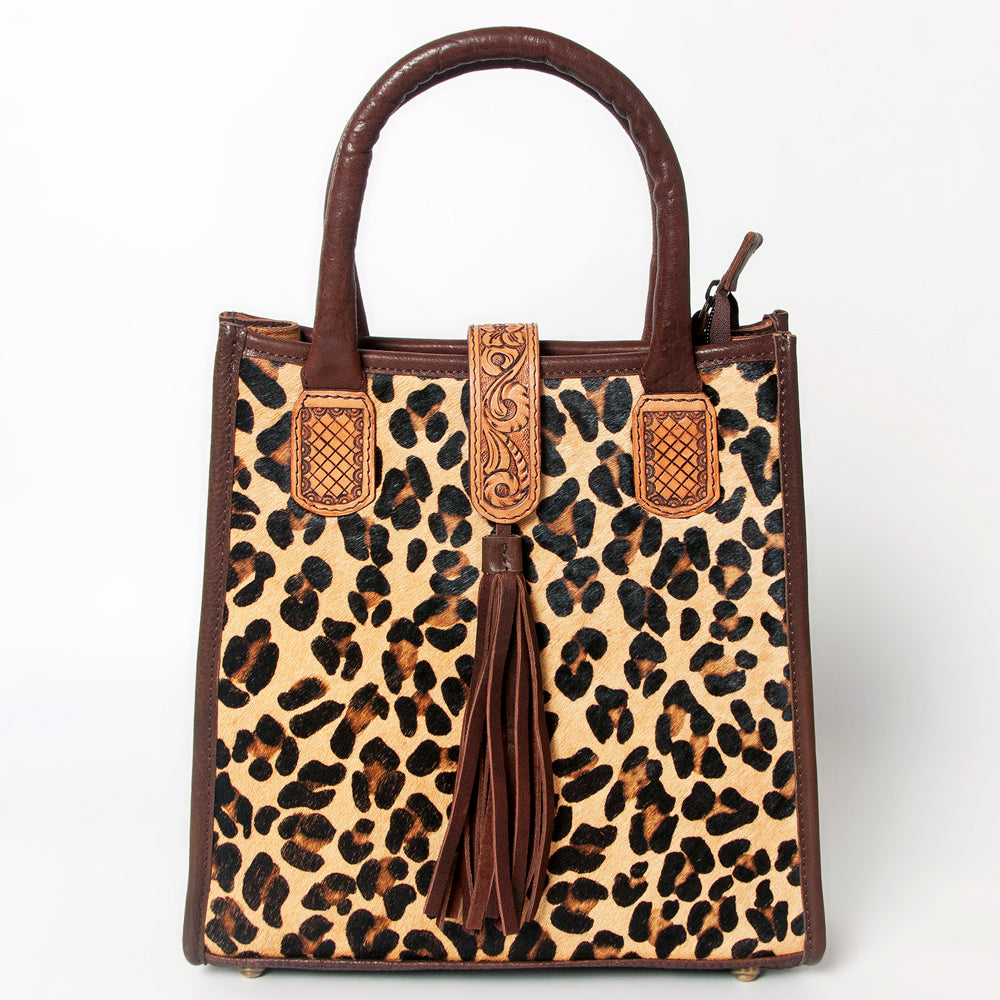 LC-ADBGA279 American Darling Cowhide Tote with Tooled Leather & Tassel Genuine Hair-On Hide
